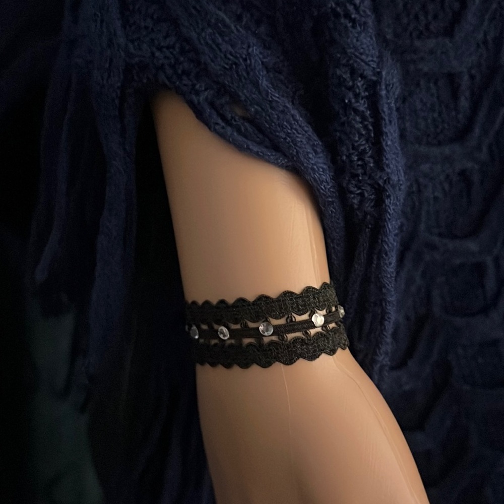 Black Lace and Crystal Bracelet